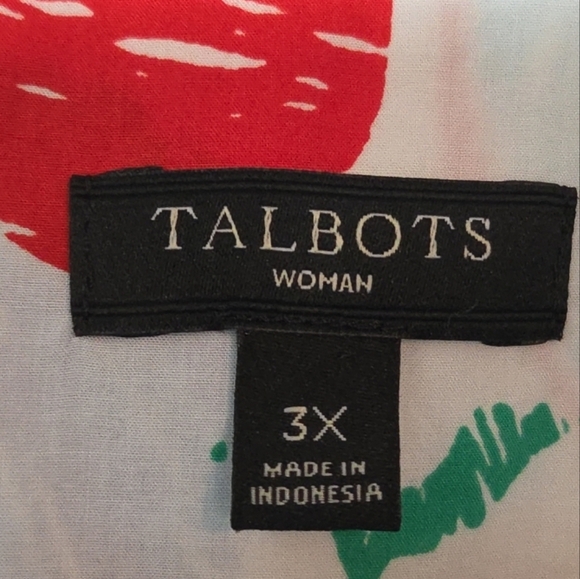 Talbots Women’s Teacher Colorful Apple Print Long Sleeve Button Down Shirt 3X - Picture 3 of 7